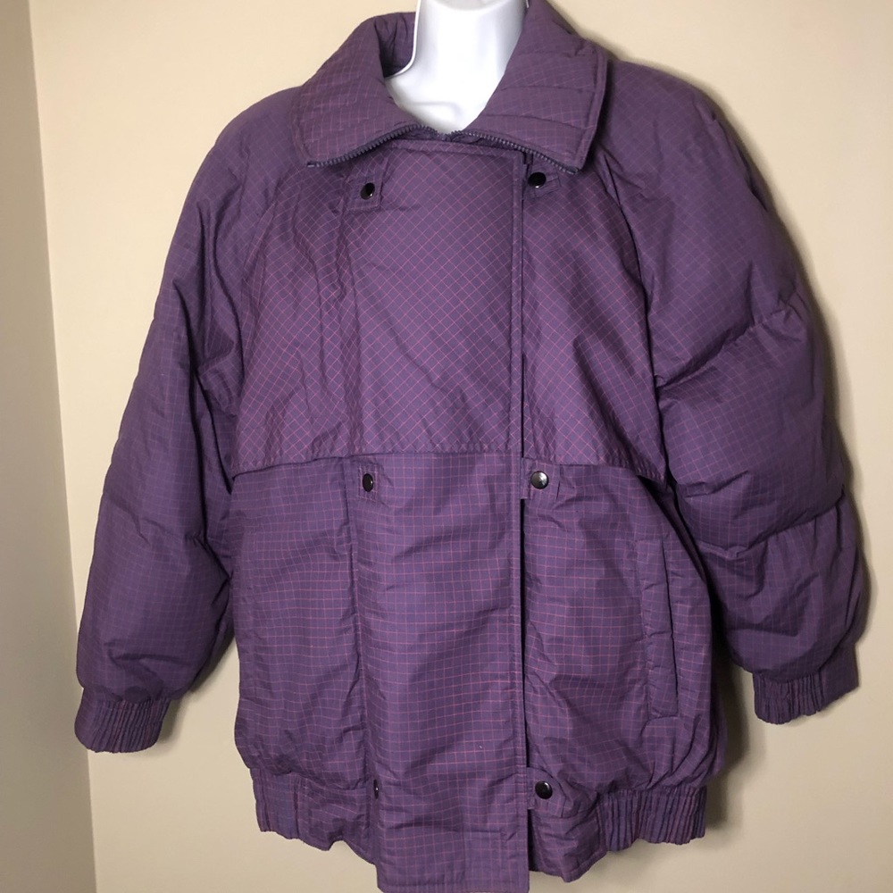Vintage 80s Grid Patterned Puffer Jacket